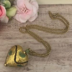 Gold Glass Heart Necklace